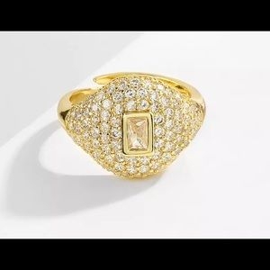 Adjustable cubic zirconia AAA quality gold color ring